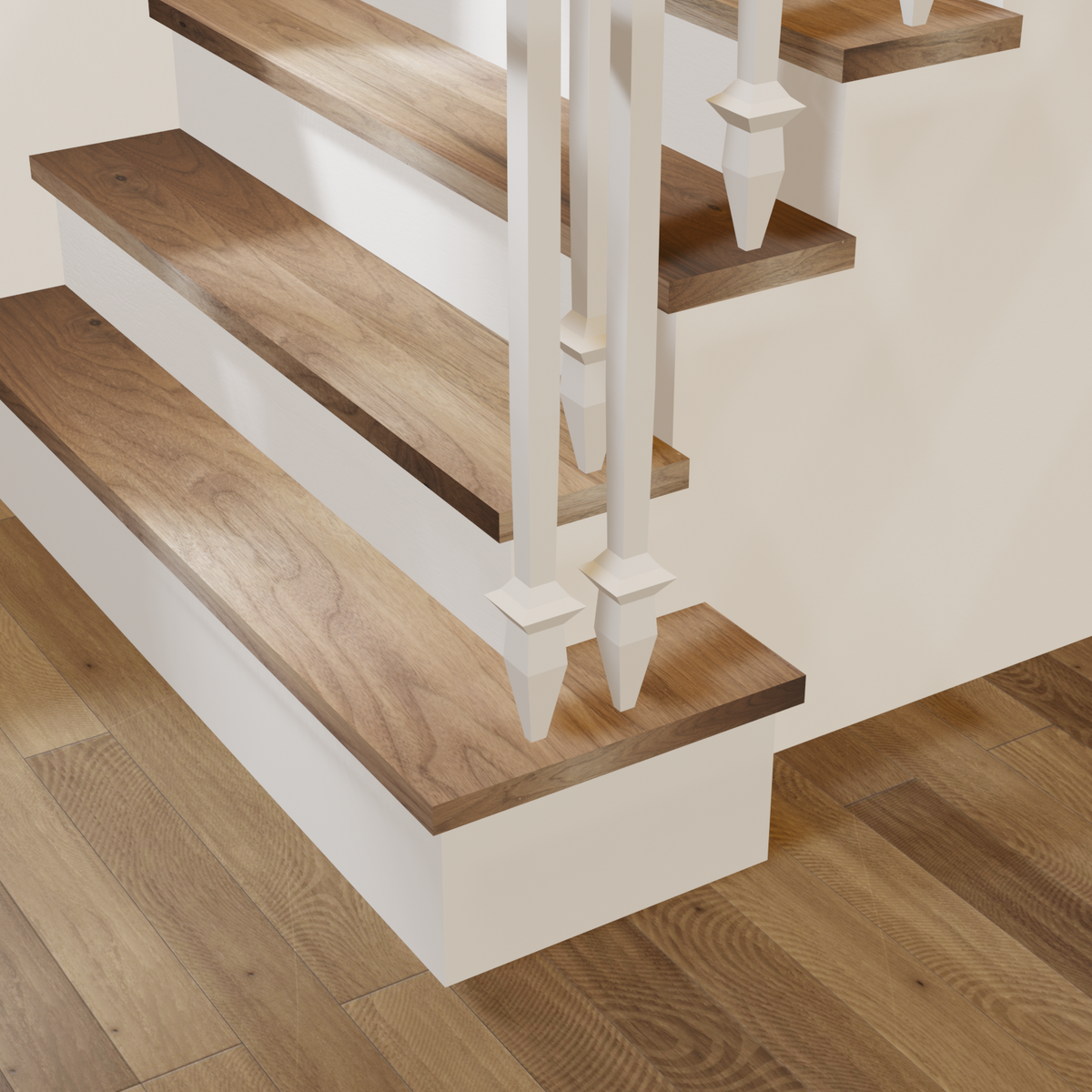 Starting Step Walnut Square Starter Tread – Hardwood Stairs Direct